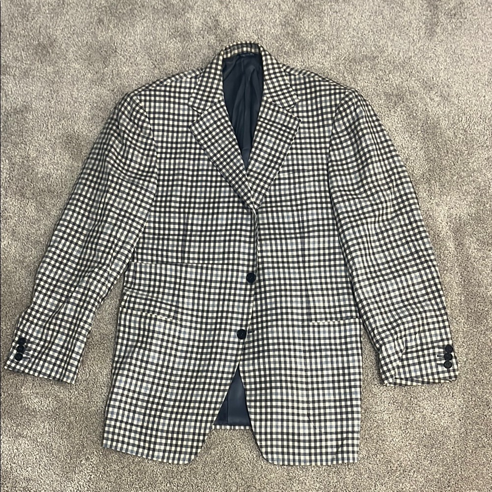 CANALI HOUNDSTOOTH BLAZER IN GREY AND BEIGE CASHMERE, WOOL AND SILK